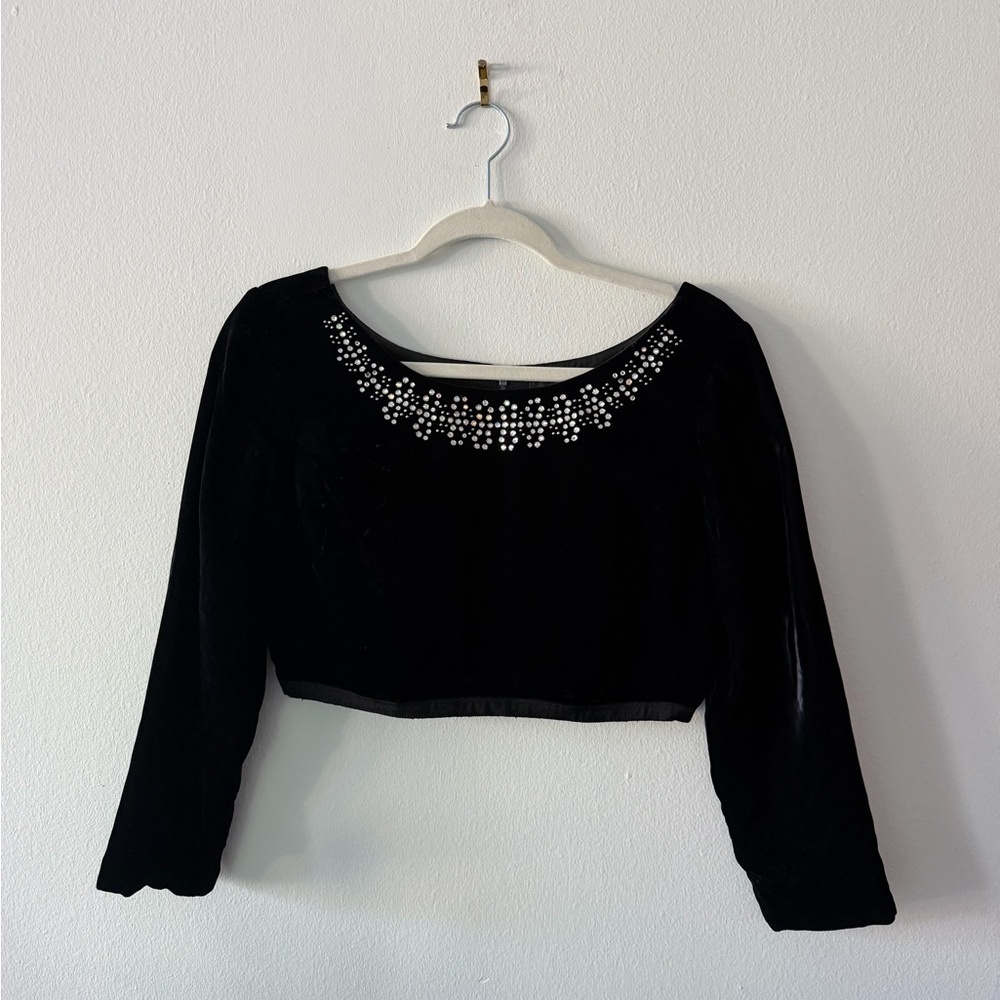 Marc By Marc Jacobs Black Crop Top with Embellishments